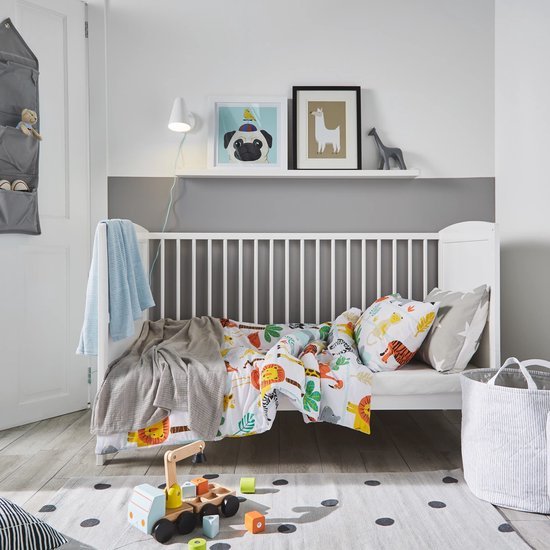 Unyqoos® Kinderbeddengoedset met Dierenprint voor Peuters, Omkeerbaar en Onderhoudsvriendelijk