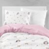 Unyqoos® Betoverende Kinderbeddengoed Set met Eenhoorns en Regenbogen voor Meisjes, 135 x 200 cm
