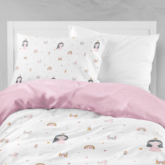 Unyqoos® Betoverende Kinderbeddengoed Set met Eenhoorns en Regenbogen voor Meisjes, 135 x 200 cm