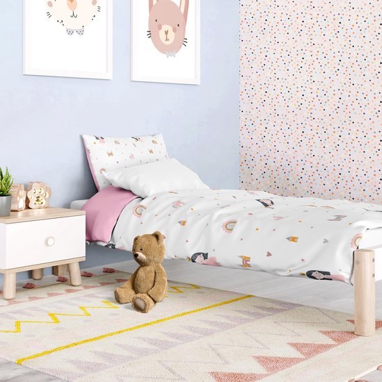 Unyqoos® Betoverende Kinderbeddengoed Set met Eenhoorns en Regenbogen voor Meisjes, 135 x 200 cm