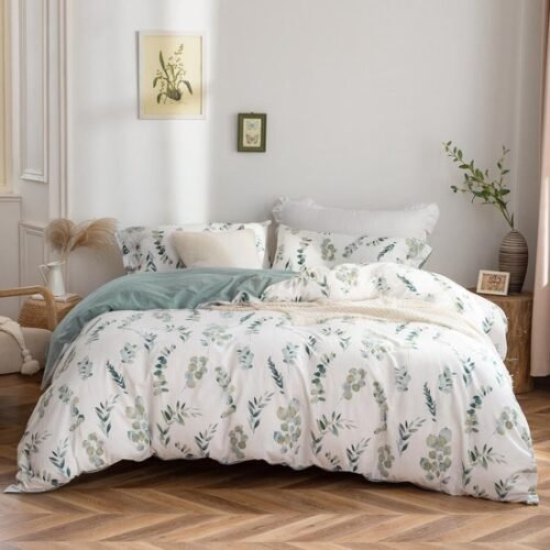 Unyqoos® Comfortabel katoenen beddengoed met plantenpatroon en ritssluiting