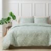 Unyqoos® Lichtgroene beddengoedset met bladpatroon en ritssluiting voor tweepersoonsbedden