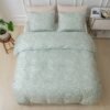 Unyqoos® Lichtgroene beddengoedset met bladpatroon en ritssluiting voor tweepersoonsbedden