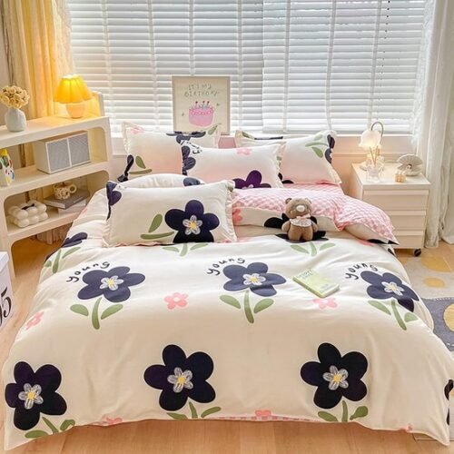 550x550-12303.jpg Unyqoos® Omkeerbaar beddengoed met bloemenpatroon voor dames en meisjes, microvezel