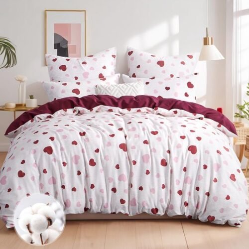 Unyqoos® Elegant en ademend beddengoedset met hartmotief van katoen 200 x 220 cm