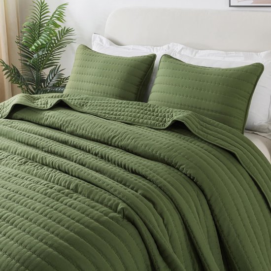 Unyqoos® Ultrazachte Microvezel Bedsprei voor Alle Seizoenen in Groen, 220 x 240 cm, Multifunctioneel Gebruik