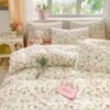 Unyqoos® Romantische katoenen beddengoedset met bloemenpatroon voor meisjeskamer
