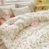 Unyqoos® Romantische katoenen beddengoedset met bloemenpatroon voor meisjeskamer