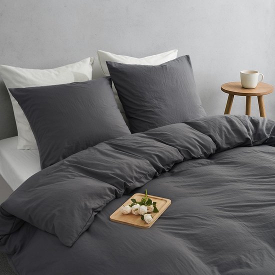 Unyqoos® Grijs beddengoed 200x200 cm met ritssluiting en extra kussenslopen