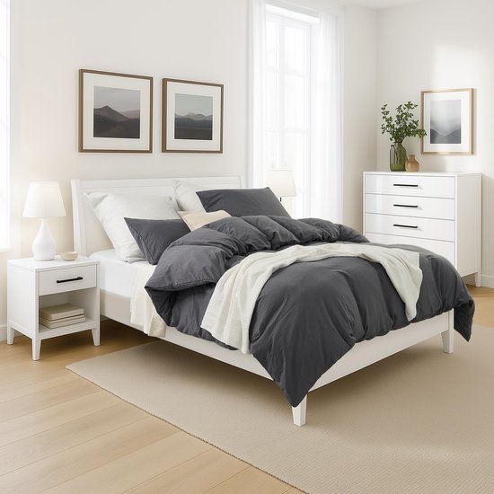 Unyqoos® Grijs beddengoed 200x200 cm met ritssluiting en extra kussenslopen
