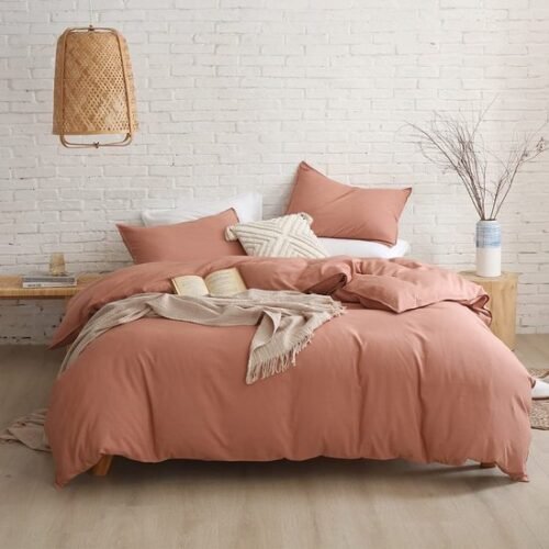 550x550-12403.jpg Unyqoos® Roze dekbedovertrekset voor eenpersoonsbed met kussensloop en rits