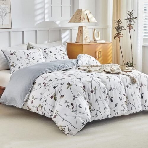 Unyqoos® 3-delig Dekbedovertrekset met Botanic Print voor Tweepersoonsbed 240x220 cm