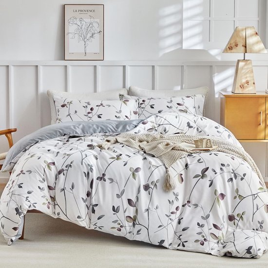 Unyqoos® 3-delig Dekbedovertrekset met Botanic Print voor Tweepersoonsbed 240x220 cm