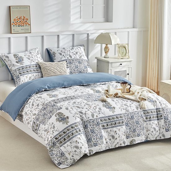 Unyqoos® Beddengoedset met Bloemenpatroon en Ritssluiting voor Tweepersoonsbed