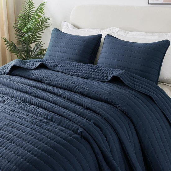 Unyqoos® Ultrazachte en Ademend Microvezel Sprei voor Alle Seizoenen, 220 x 240 cm, Blauw, Zonder Kussensloop