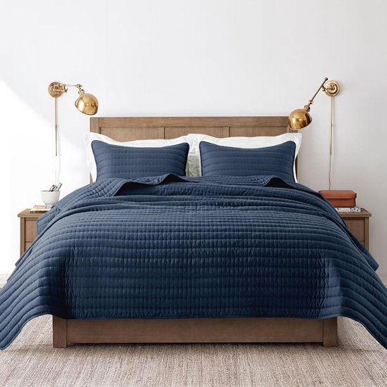 Unyqoos® Ultrazachte en Ademend Microvezel Sprei voor Alle Seizoenen, 220 x 240 cm, Blauw, Zonder Kussensloop