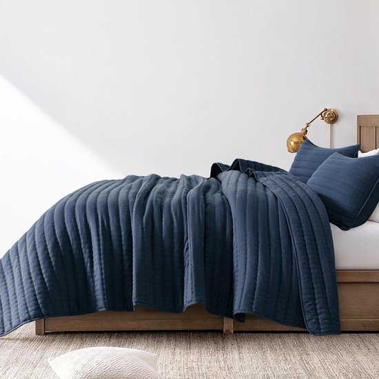 Unyqoos® Ultrazachte en Ademend Microvezel Sprei voor Alle Seizoenen, 220 x 240 cm, Blauw, Zonder Kussensloop