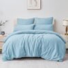 Unyqoos® Lichtblauwe microvezel beddenset met ritssluiting en kussenslopen