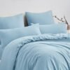 Unyqoos® Lichtblauwe microvezel beddenset met ritssluiting en kussenslopen