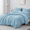 Unyqoos® Lichtblauwe microvezel beddenset met ritssluiting en kussenslopen