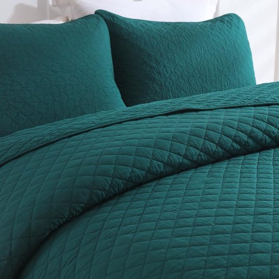 Unyqoos® Luxueuze Turquoise Bedsprei Set van Katoen met Kussenslopen voor Tweepersoonsbedden