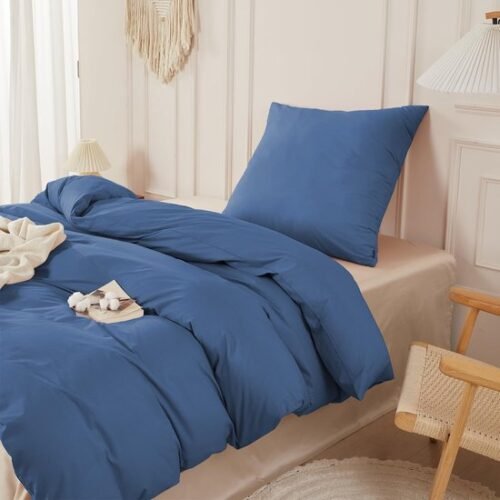 Unyqoos® Comfortabele katoenen beddengoedset met linnenlook en ritssluiting