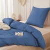 Unyqoos® Comfortabele katoenen beddengoedset met linnenlook en ritssluiting