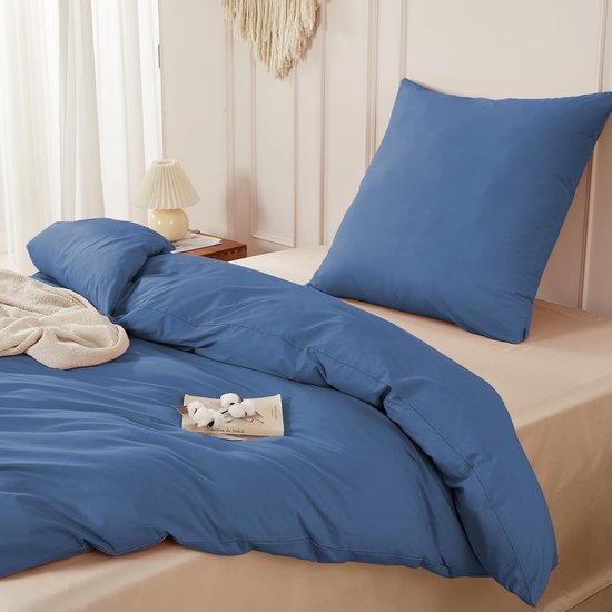 Unyqoos® Comfortabele katoenen beddengoedset met linnenlook en ritssluiting
