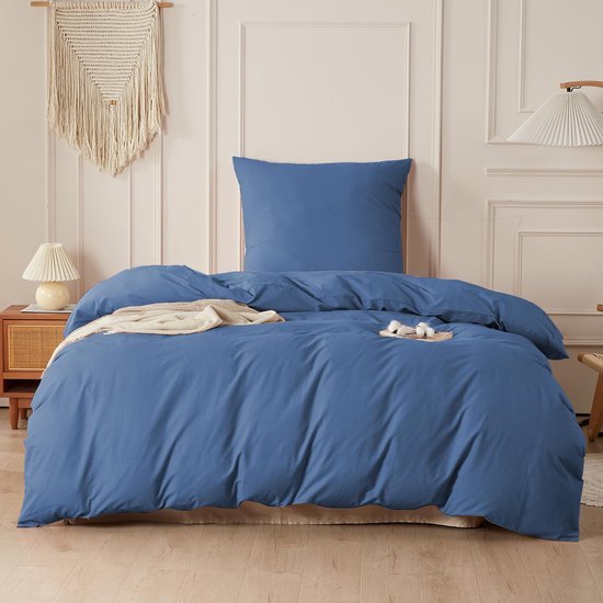 Unyqoos® Comfortabele katoenen beddengoedset met linnenlook en ritssluiting