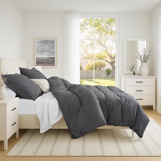 Unyqoos® Beddengoed Set 135 x 200 cm Grijs Superzachte Microvezel voor Comfortabele Nachtrust