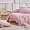 550x550-12529.jpg Unyqoos® Roze dekbedovertrekset met ruffles en kussenslopen van zachte microvezel