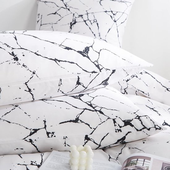Unyqoos® Stijlvolle en comfortabele beddengoedset met marmerpatroon voor tweepersoonsbed