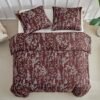 550x550-12547.jpg Unyqoos® Stijlvolle dekbedovertrekset met bloemenmotief van zachte microvezel in donkerrood