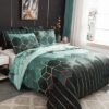 Unyqoos® Moderne vierdelige beddengoedset met geometrisch patroon en ritssluiting