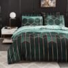 Unyqoos® Moderne vierdelige beddengoedset met geometrisch patroon en ritssluiting