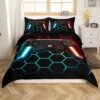 Unyqoos® Stijlvolle Geometrische Dekbedovertrekset met Game-Thema voor Kinderen en Tieners, Zacht en Ademend