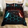 Unyqoos® Stijlvolle Geometrische Dekbedovertrekset met Game-Thema voor Kinderen en Tieners, Zacht en Ademend