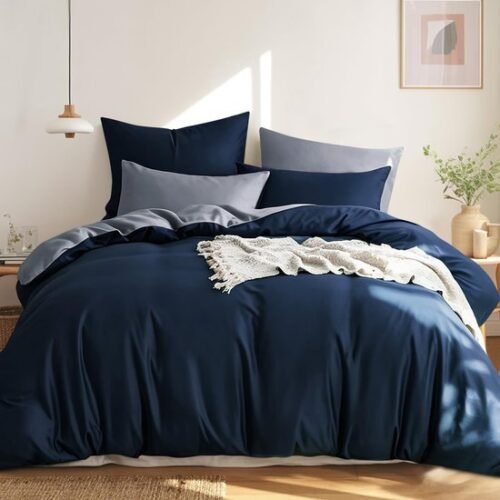 550x550-12631.jpg Unyqoos® Tweekleurige katoenen dekbedovertrekset met ritssluiting en kussenslopen