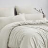 Unyqoos® Beige microvezel beddengoed set met ritssluiting voor alle seizoenen