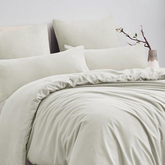 Unyqoos® Beige microvezel beddengoed set met ritssluiting voor alle seizoenen