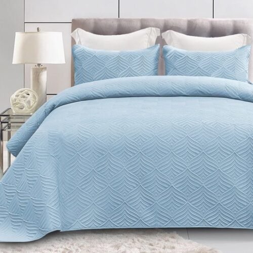 550x550-12651.jpg Unyqoos® Stijlvolle 4-Seizoenen Bedsprei Set Met Luxe Reliëfpatroon Inclusief Kussenslopen 220 x 240 cm Blauw