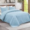 Unyqoos® Stijlvolle 4-Seizoenen Bedsprei Set Met Luxe Reliëfpatroon Inclusief Kussenslopen 220 x 240 cm Blauw