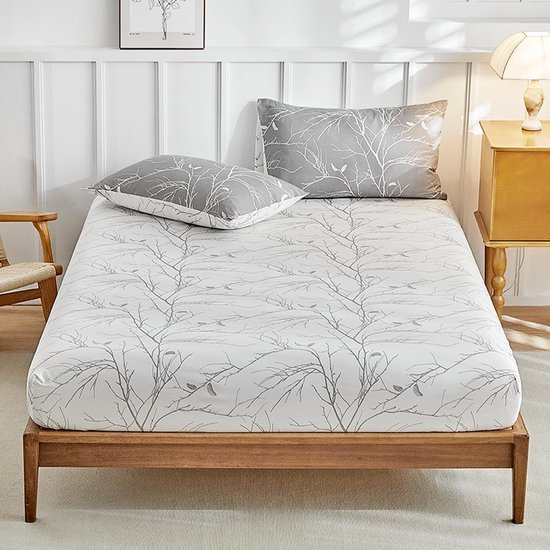 Unyqoos® Complete vierdelige beddengoedset in grijs en wit voor optimaal slaapcomfort
