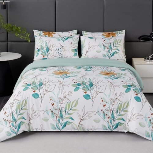 Unyqoos® beddengoedset met bladpatroon inclusief kussen- en dekbedovertrek