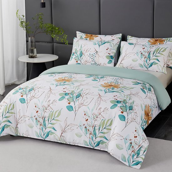 Unyqoos® beddengoedset met bladpatroon inclusief kussen- en dekbedovertrek