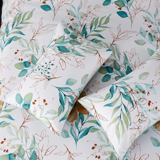 Unyqoos® beddengoedset met bladpatroon inclusief kussen- en dekbedovertrek