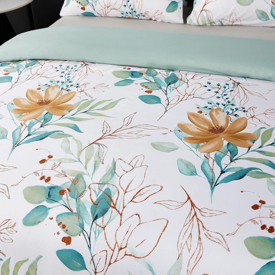 Unyqoos® beddengoedset met bladpatroon inclusief kussen- en dekbedovertrek