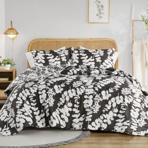 550x550-12743.jpg Unyqoos® Omkeerbaar microvezel dekbedovertrek met plantenpatroon voor elk seizoen
