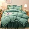 Unyqoos® Romantische beddenset met ruches en striksluiting voor eenpersoonsbed