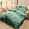 Unyqoos® Romantische beddenset met ruches en striksluiting voor eenpersoonsbed